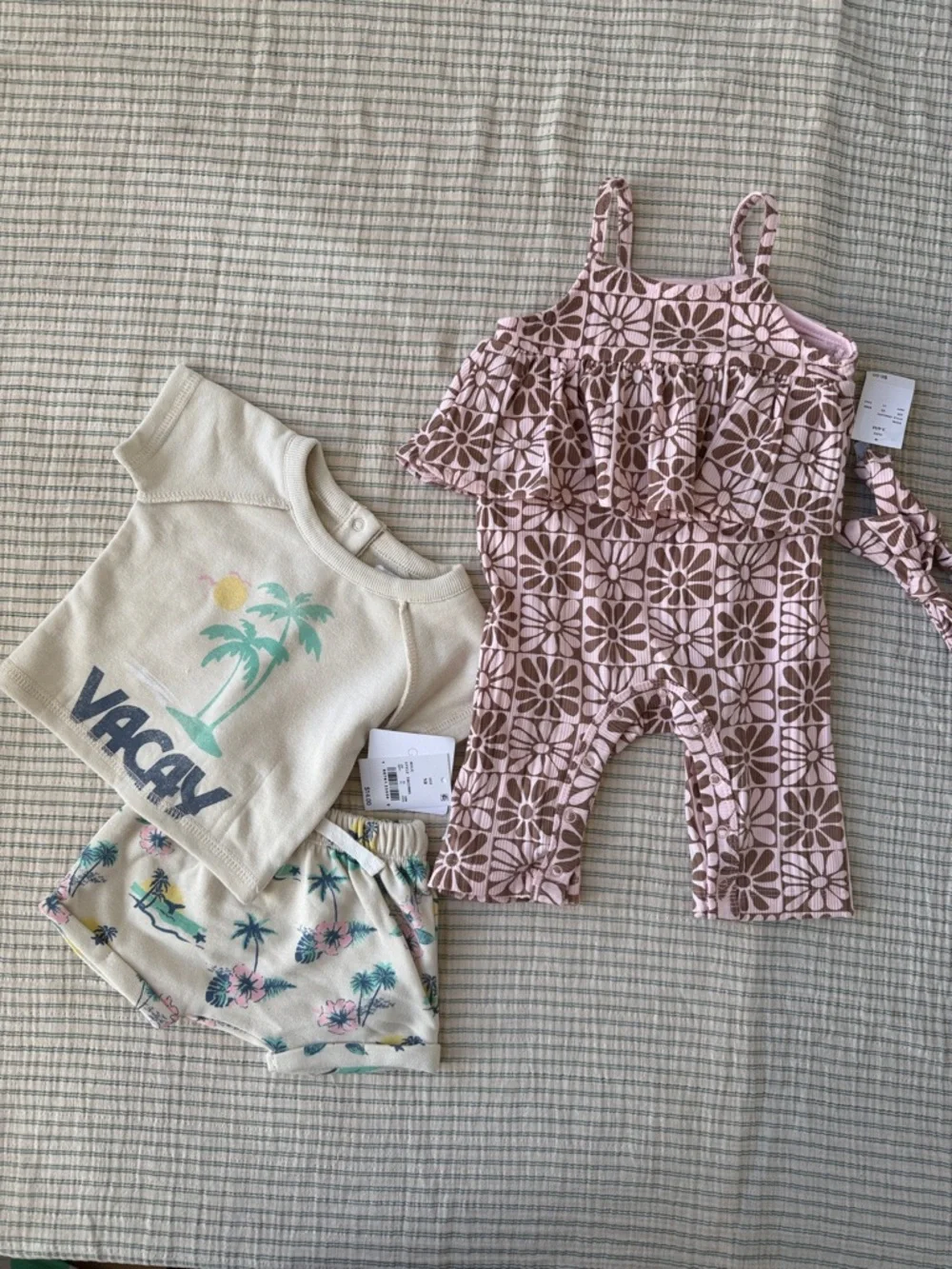 Pink Floral Ruffle Romper And Beachy Short Set